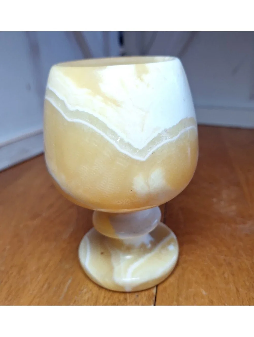 Marble Onyx Alabaster Goblet Carved Natural Stone 5